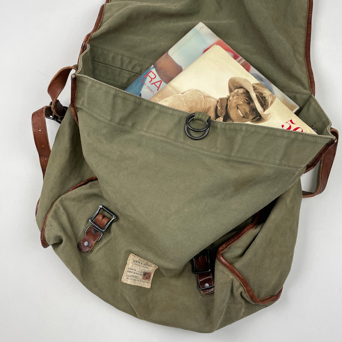 Ralph Lauren Denim & Supply Southwest Canvas Leather Shoulder Satchel –